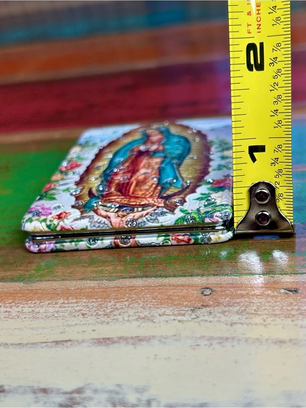 Our Lady of Guadalupe Crystal Rhinestone Double Compact Makeup Mirror